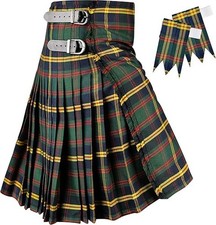 Kilt for Men I Scottish Tartan Kilt Polyviscose 8 Yard Traditional Mens Kilt