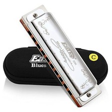 Harmonica Key of C 10 Holes 20 Tones 008K Blues Diatonic Mouth Organ silver-C