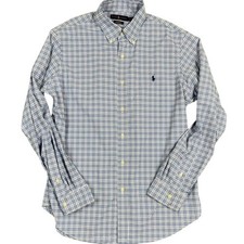 Men's White Blue Ralph Lauren Classic Fit Large long sleeve dress shirt EUC