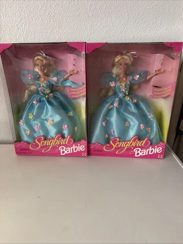 Vintage Mattel Song Bird Barbie Blue Flower Dress New In Box 1995 Blonde