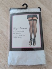 White Fishnet Thigh Highs With Backseam By Leg Avenue 9112 One Size New