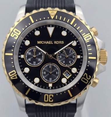 Michael Kors Everest MK8366 Chronograph Diver Black Gold Silicone Watch