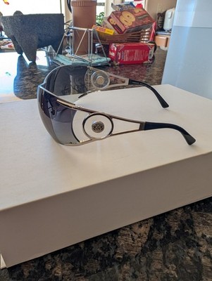 Versace Sunglasses Model 2086 Black Shield Sunglasses With Floating Coin Women's
