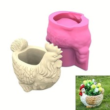Rooster Candle Mold Silicone Concrete Gypsum Reusable Home Decor DIY Plant Pot