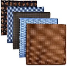 5 Pcs Men  s Silk Pocket Squares Handkerchiefs Assorted Colors Set Lot