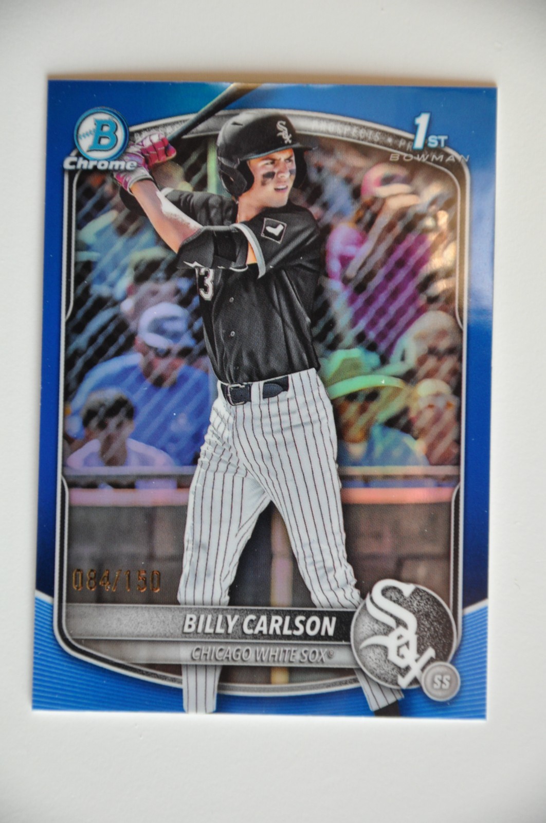 2025 Bowman Draft Billy Carlson  1st Chrome True Blue Refractor /150 White Sox