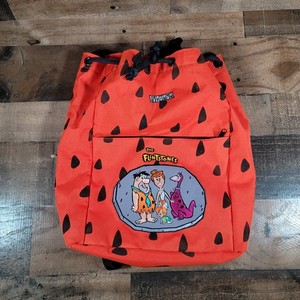 Vintage Flintstones Drawstring Backpack Satchel Bag The Flintstones Weekender Tote Bag, Fred, Barney, Wilma  main image 4