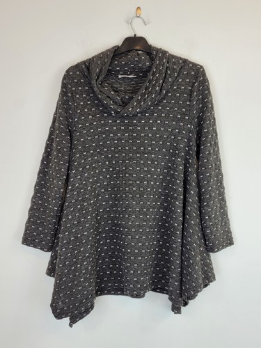 Sahara Oversized Tunic Top Lagenlook Grey White ~ Size Small - Picture 1 of 11