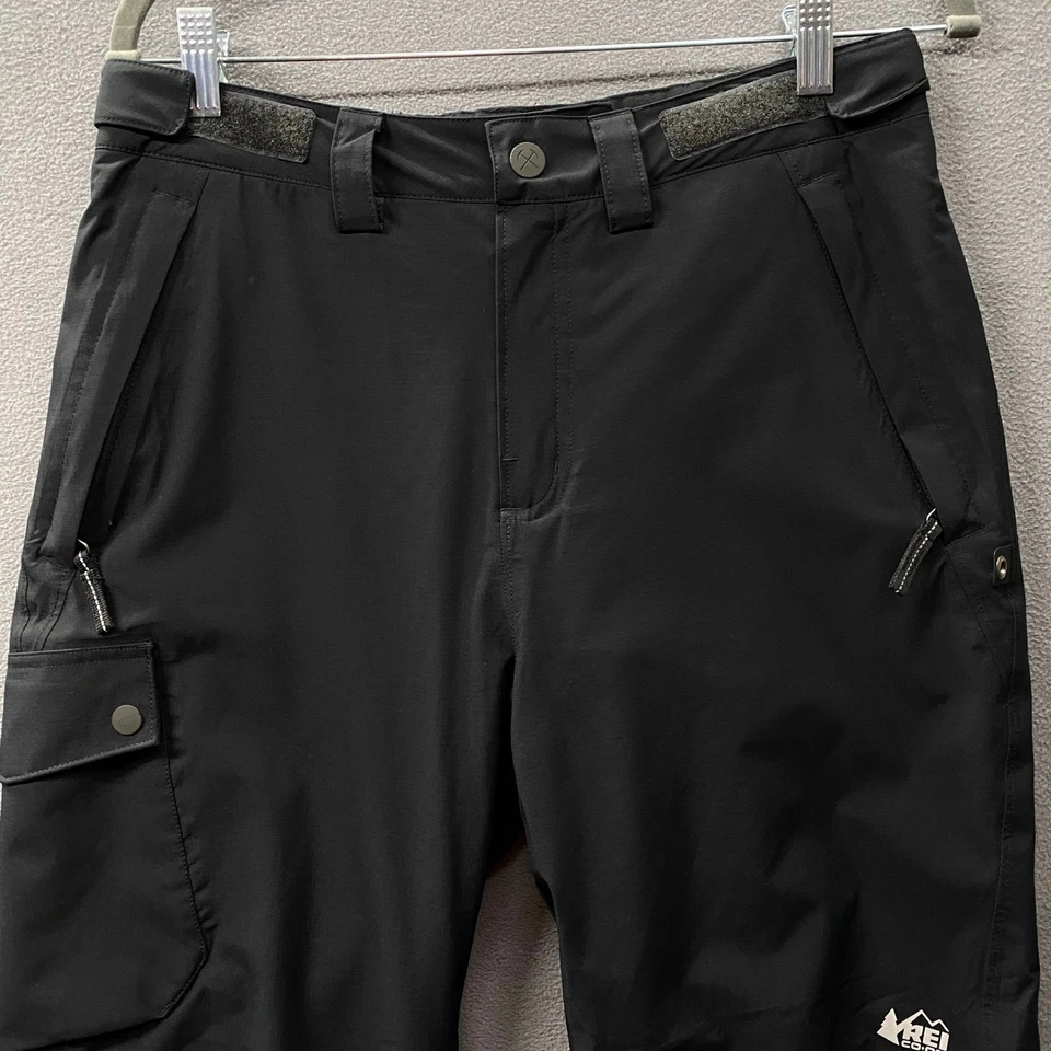 Pantalones de nieve REI Co Op Big Kids forrados de lana sin talla 30" cintura negros cálidos para esquí Foto 3 de 4