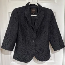 The Limited Women's MED 3/4 Sleeve Single Button Jacket Black Lace Lined NWOT
