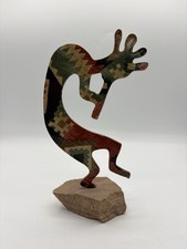 Vintage LazArt Kokopelli Hopi God metal/stone sculpture art 6" Southwest