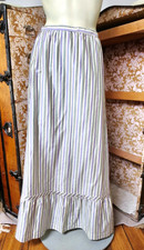 Antique 1915 Edwardian Striped Cotton Chintz Petticoat Summer Skirt 24 Waist