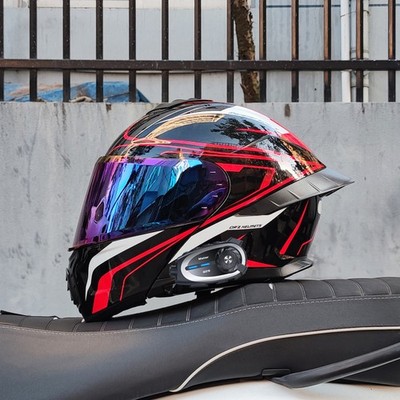 Bluetooth Intercom Motorcycle Helmet Built-in Camera Dual Visors Modular Helmets