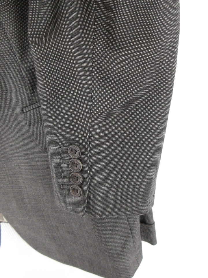 VINTAGE Paul Stuart Suit Men 41 Long Gray Wool Check Pleated 36X29 Cuffed 90s * - Image 3 of 4