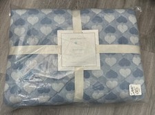 NEW Pottery Barn Hazel Toddler Blue Heart Quilt Cotton 36  X 50  MSRP 129 