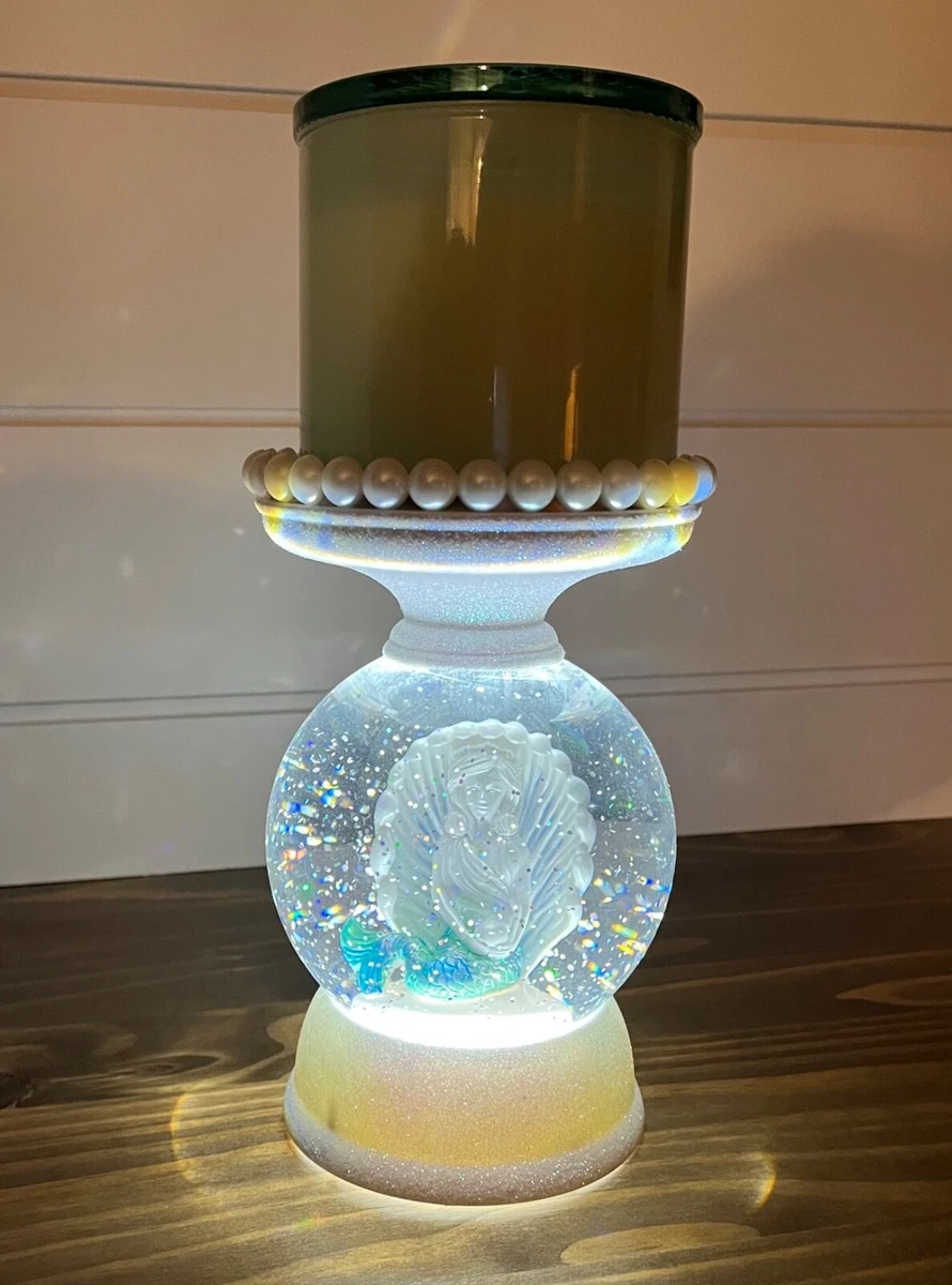 New Bath Body Works Water Globe Light Up Mermaid 3 Wick Pedestal Candle Holder