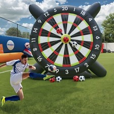 10FT Inflatable Football Dart Board Golf Foot Soccer Kick Sport Game W/ 8 Balls