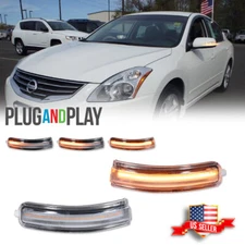 Clear Sequential Amber LED Side Mirror Signal Lights For 2007-2013 Nissan Altima