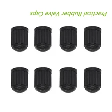 8X BLACK Plastic Tire Valves Air Dust Cover Stem Caps for Wheel Car SUV Bike 