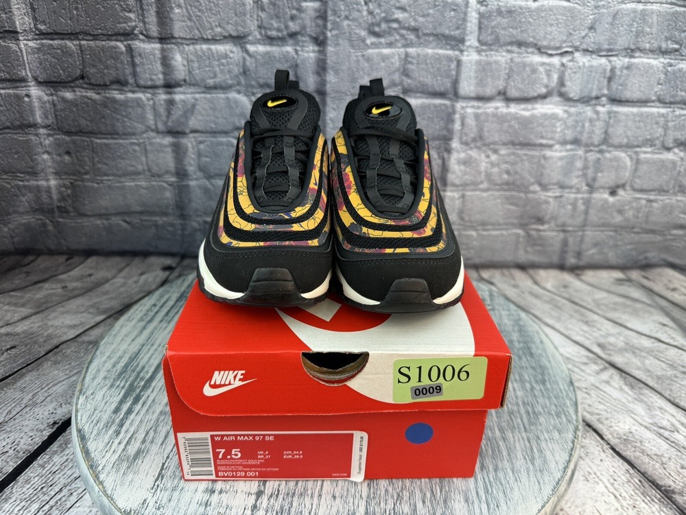 Nike Air Max 97 SE Womens Size 7.5 Black University Gold Sail Floral NWB