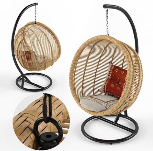 Rattan Wicker Hanging Pet Bed for Small Cat or Dog Swinging Egg Chair Hammock