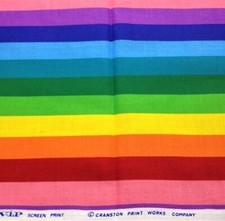 BTY RAINBOW COLORS Stripe FABRIC Cotton CRANSTON PRINT VIP Pride Flag