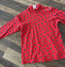 Vintage Mickey & Co. Turtleneck All Over Print Red Long Sleeve Size M