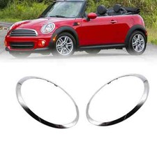 1Pair Chrome Headlight Trim Ring Bezel Cover Fits Mini Cooper R55 R56 2007~2015
