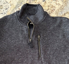 Dockers Men  s 1/4 Zip Charcoal Gray Pullover Sweater Chest Pocket Size Medium