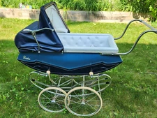 Rare 1960s Bilt-Rite Park Avenue Baby Pram Buggy Navy Blue Vintage Collectible