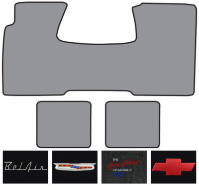 1955-1957 Chevrolet Bel Air 1pc Front & 2pc Rears Loop Carpet Logo Floor Mat