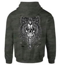 Howitzer Style Men's Zip Up Hoodie Viking Crow Pullover Military Grunt MFG