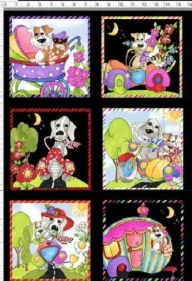 Loralie Designs - Go Doggie - Panel de tela negro para acolchado y artesanía Foto 2 de 2