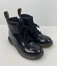 Doc Martens 1460 Kids US Size 1 Black Boots With Zipper, Pre Owned US 1 UK 13