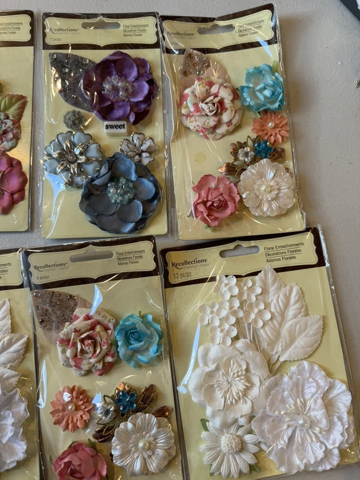 Recollections Floral Embellishments Lot/Bundle Of 10 Packs. 74 Pieces NEW - Image 2 of 4