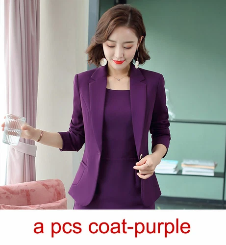 Women Casual Office Wear Suit Business Uniform Blazer Dress Work 2 Piece Sets - Picture 6 of 54
