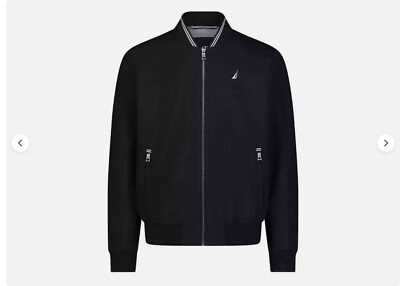 New Nautica Men's Water Resistant Bomber Jacket, Black, Size M/L