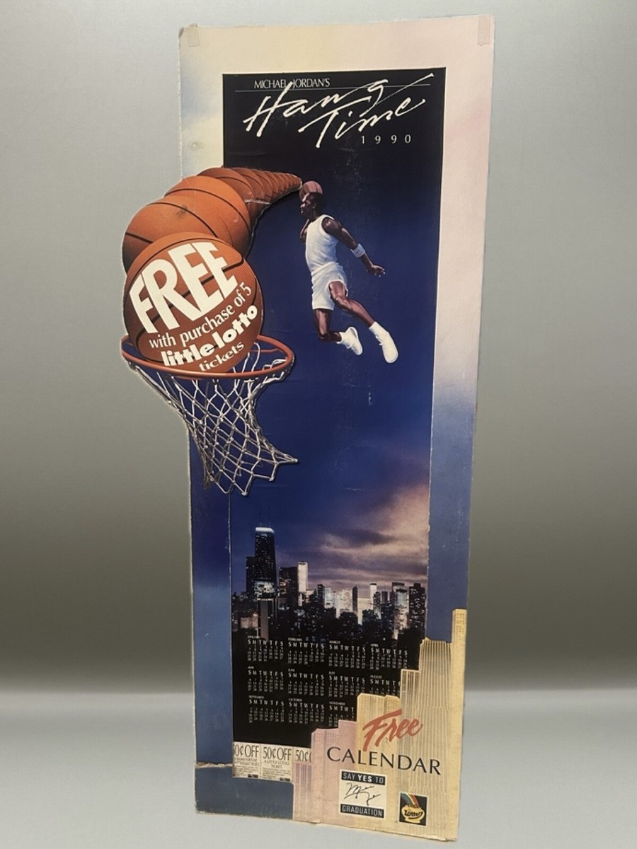 Michael Jordan 1990 Hang Time Lotto Store Cardboard Display. 40 in