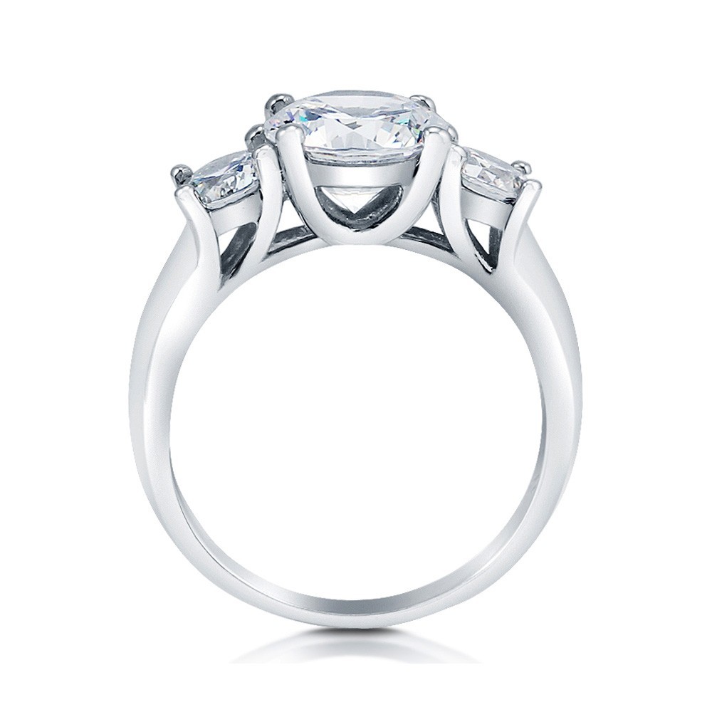 3CT Princess Cut AAA CZ Engagement Ring Set 14K Sterling Silver