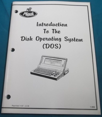MACK DISK OPERATING SYSTEM DOS INTRODUCTION BOOK MANUAL