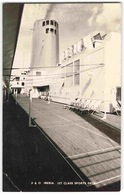 SS Iberia P&O 1. Klasse Sportdeck - 1955 Echtfoto Postkarte X04