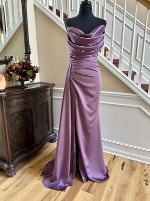 ruched lavender dress Lavender Metallic Ruched Maxi Dress With Slit