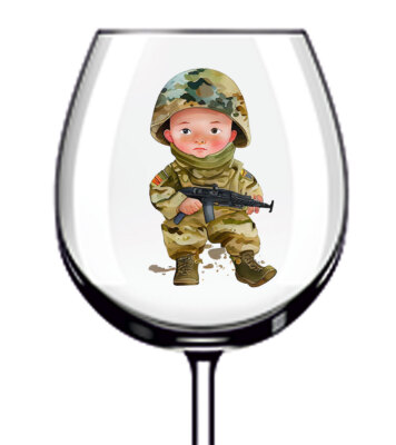 12x niedliche Armee Baby Junge Becher Weinglas Farbe Vinyl Aufkleber Abziehbilder z244