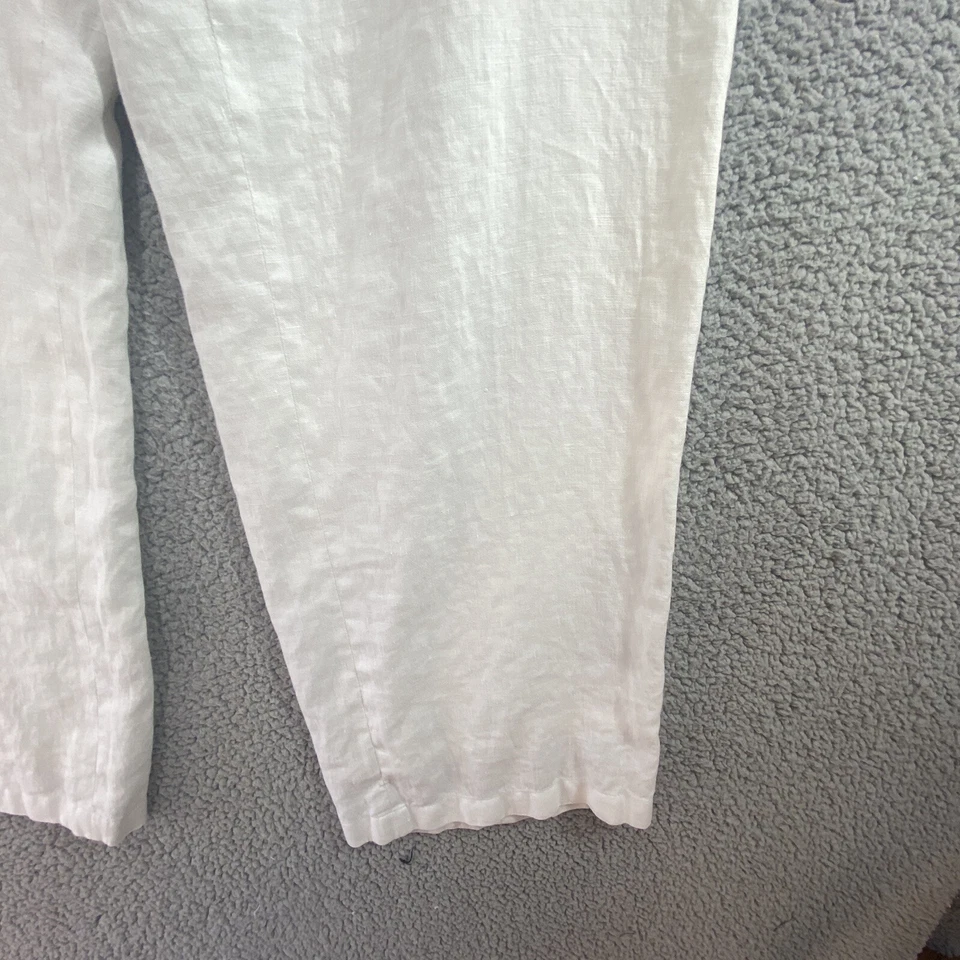 Pantalones informales de lino blancos de esquina para mujer talla 10 cremallera lateral tiro alto pierna recta Foto 4 de 4