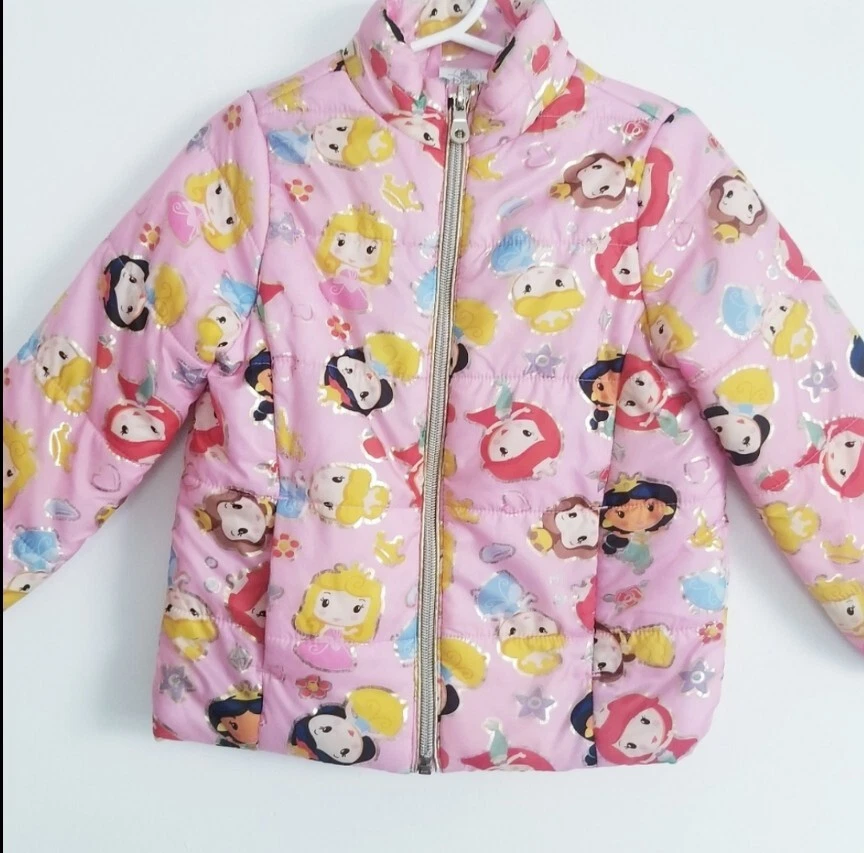 Disney Princess Jacket pink with gold trim Size 9 10 puffer