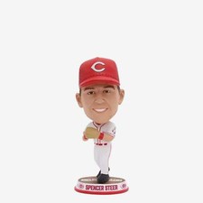 Spencer Steer Cincinnati Reds Fielding Pose Field Stripe Mini Bighead Bobblehead