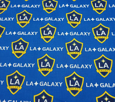 LA Galaxy Soccer BTY Fabric Traditions 58" Wide on Blue MLS Los Angeles