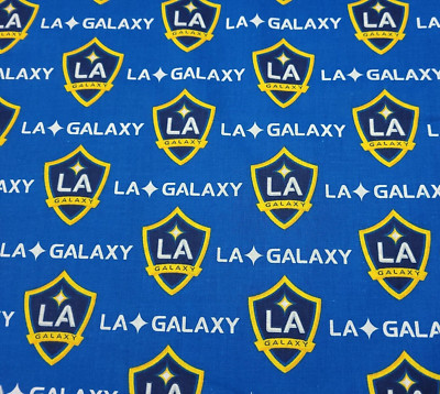 LA Galaxy Soccer BTY Fabric Traditions 58'' Wide on Blue MLS Los Angeles