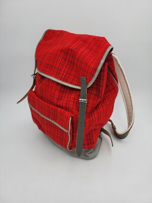 NEU# Kurz Rucksack Modell 18 # rot Stoff # Backpack # 60er 70er Vintage Retro