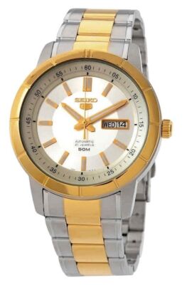 Seiko 5 Stainless Steel Silver Dial 21 Jewels Automatic SNKN58K1 50M Mens Watch
